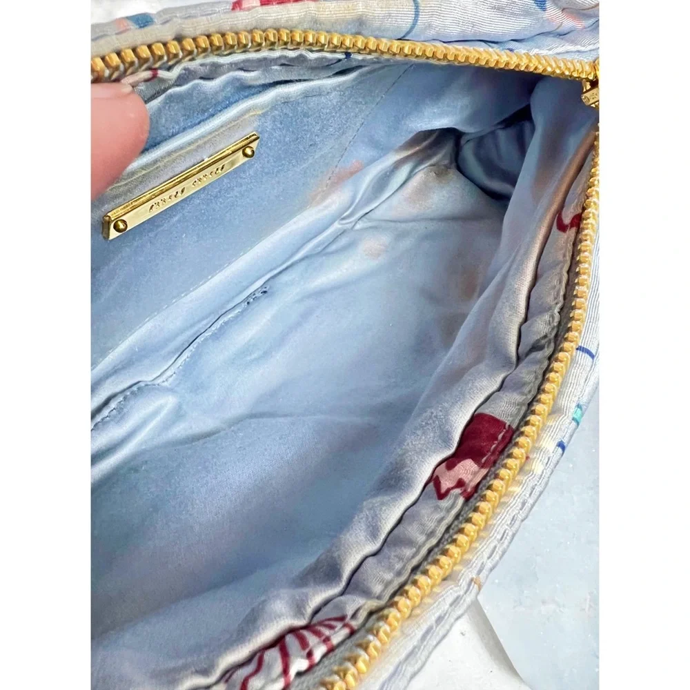 Miu Miu Baby Blue Silk Lined Clutch/Cosmetic Bag